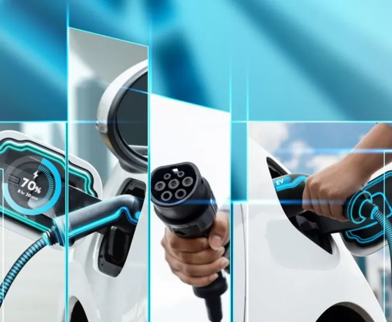 The item pictured is an electric vehicle (EV) charging cable and connector, which are accessories used to bridge the gap between charging equipment and different types of electric vehicle charging standards.