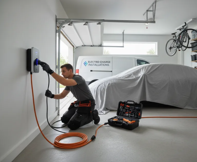 The image shows someone using a LAPP Mobility HELIX EV charging cable, featuring a Type 2 connector.