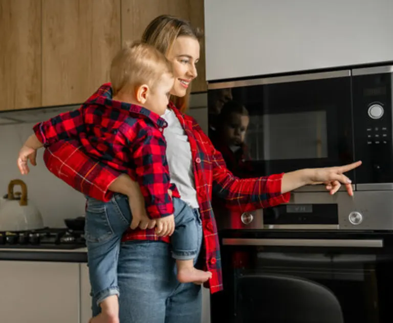 This image shows a modern built-in microwave oven, a common kitchen appliance available from various brands such as GE, Samsung, or Whirlpool.