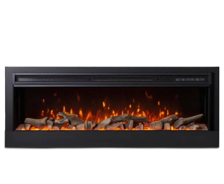 An electric, in-wall fireplace system.