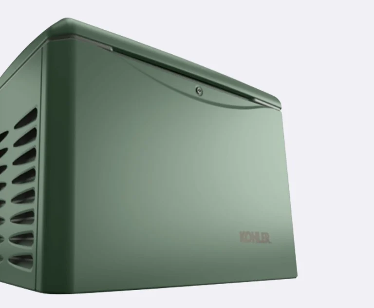 The item shown is a Kohler home standby generator, designed to automatically provide continuous power to a residence during utility outages.