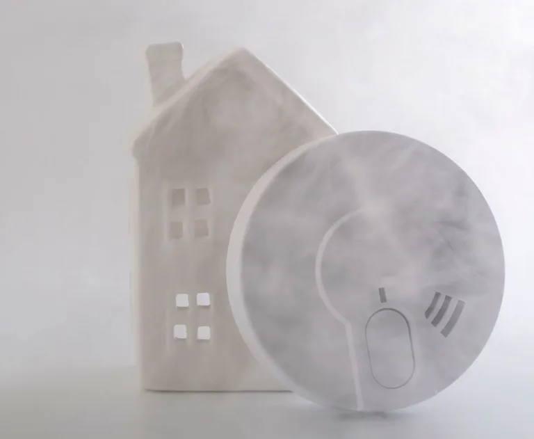 The image displays a smoke detector, which detects smoke and provides early warning of a potential fire.