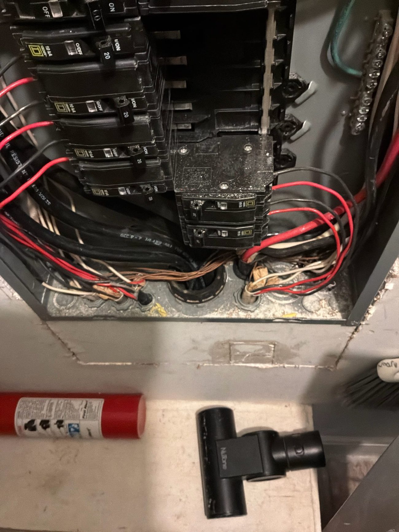 Older branch wiring and Square D breakers inside the Palm City panel