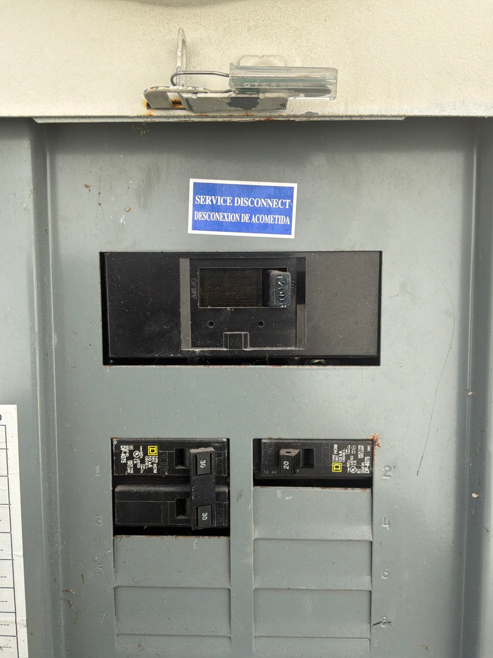 Service disconnect documented on an EV Charging Station Service/Repair job in Greenacres, FL.