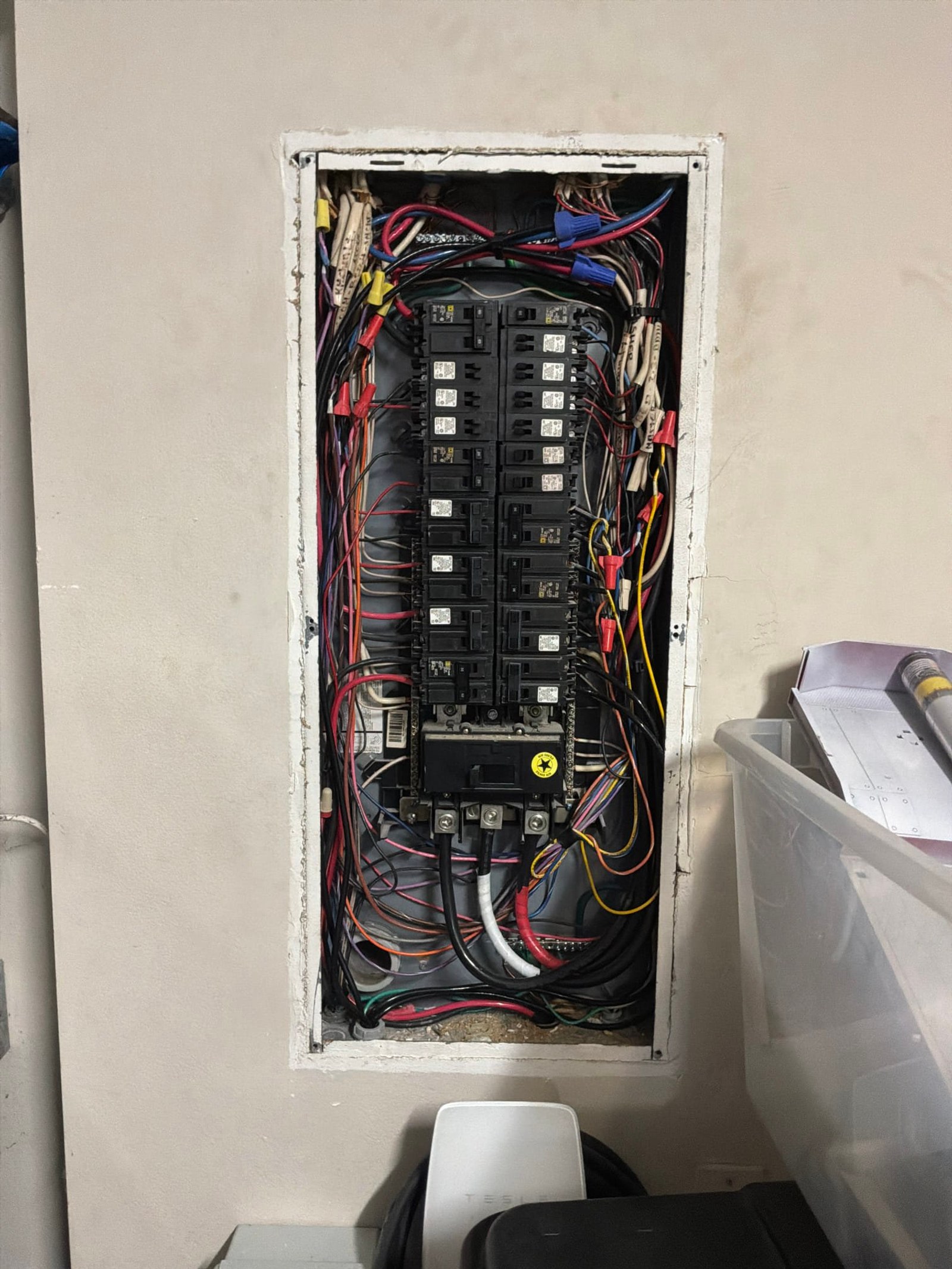 The inside of an electrical panel documented before the work on an Outlet/GFCI-Repair/Replace job in Jupiter, FL.