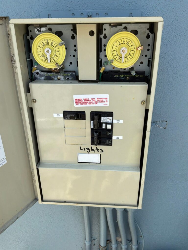 Pool equipment documented on a Panel Service/Repair job in Jupiter, FL.