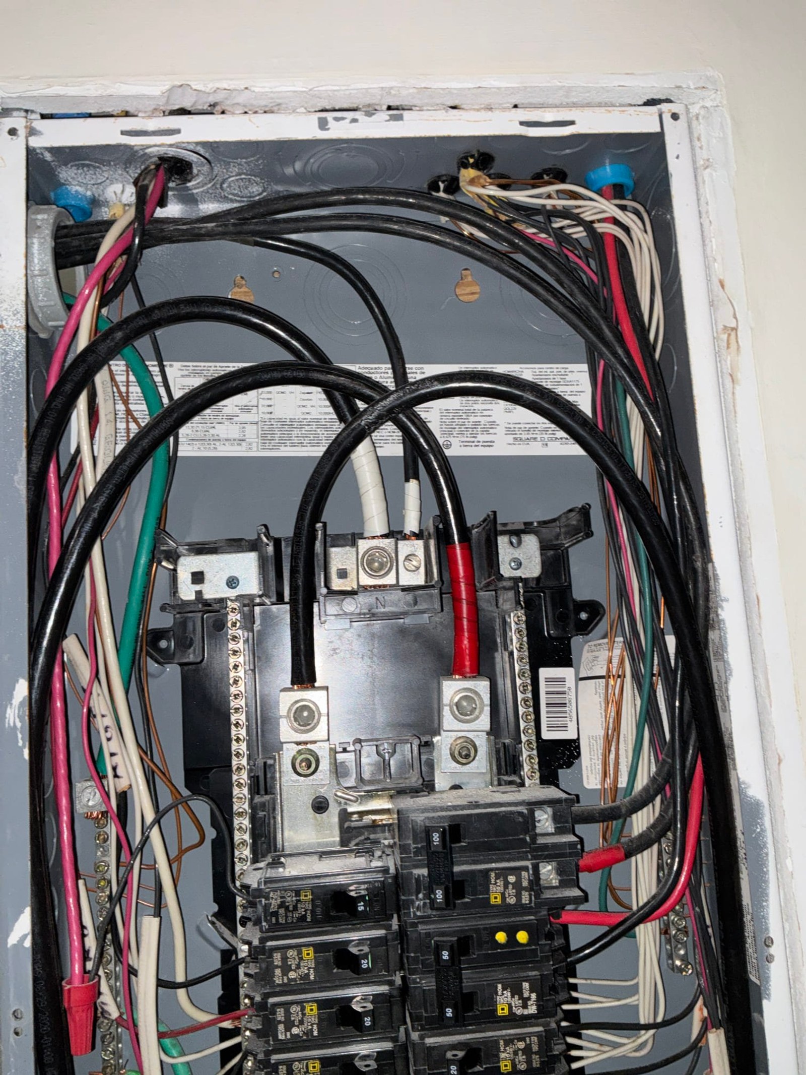 The inside of an electrical panel documented before the work on an Electric Fixture Service/Repair job in Palm Beach Gardens, FL.