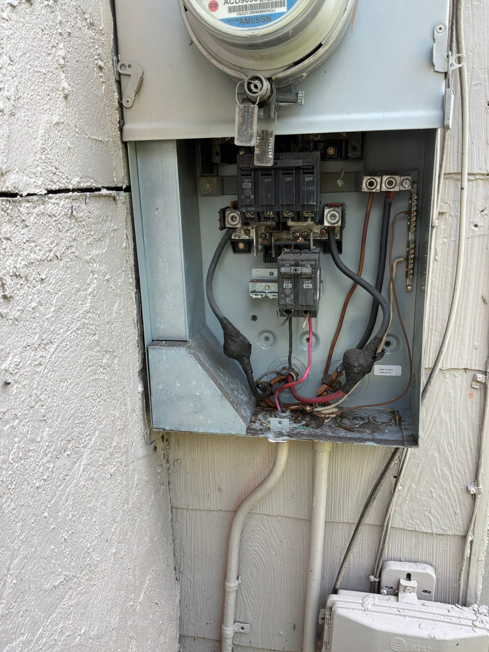The original electrical panel documented before the work on an Outlet/GFCI-Repair/Replace job in West Palm Beach, FL.